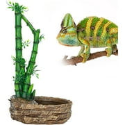 Reptile Water Fountain Automatic Water Dispenser Height Adjustable 2 in 1 Bamboo Plant Water Dripper for Reptiles Chameleon Lizard Gecko Amphibians
