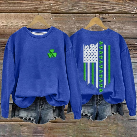 Clearance Sales Today Deals Prime Oversized Crewneck Sweatshirt Women Women's Fashion Casual Saint Printed Long Sleeved Round Neck Hoodie