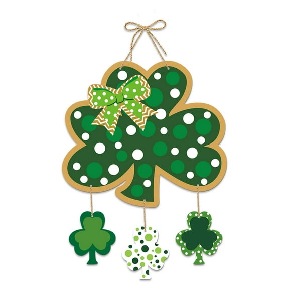 Nmdmisc St. Patrick's Day Door Sign Irish Hanging Welcome Board Cardboard Green Shamrock Hanger Home Wall Decor