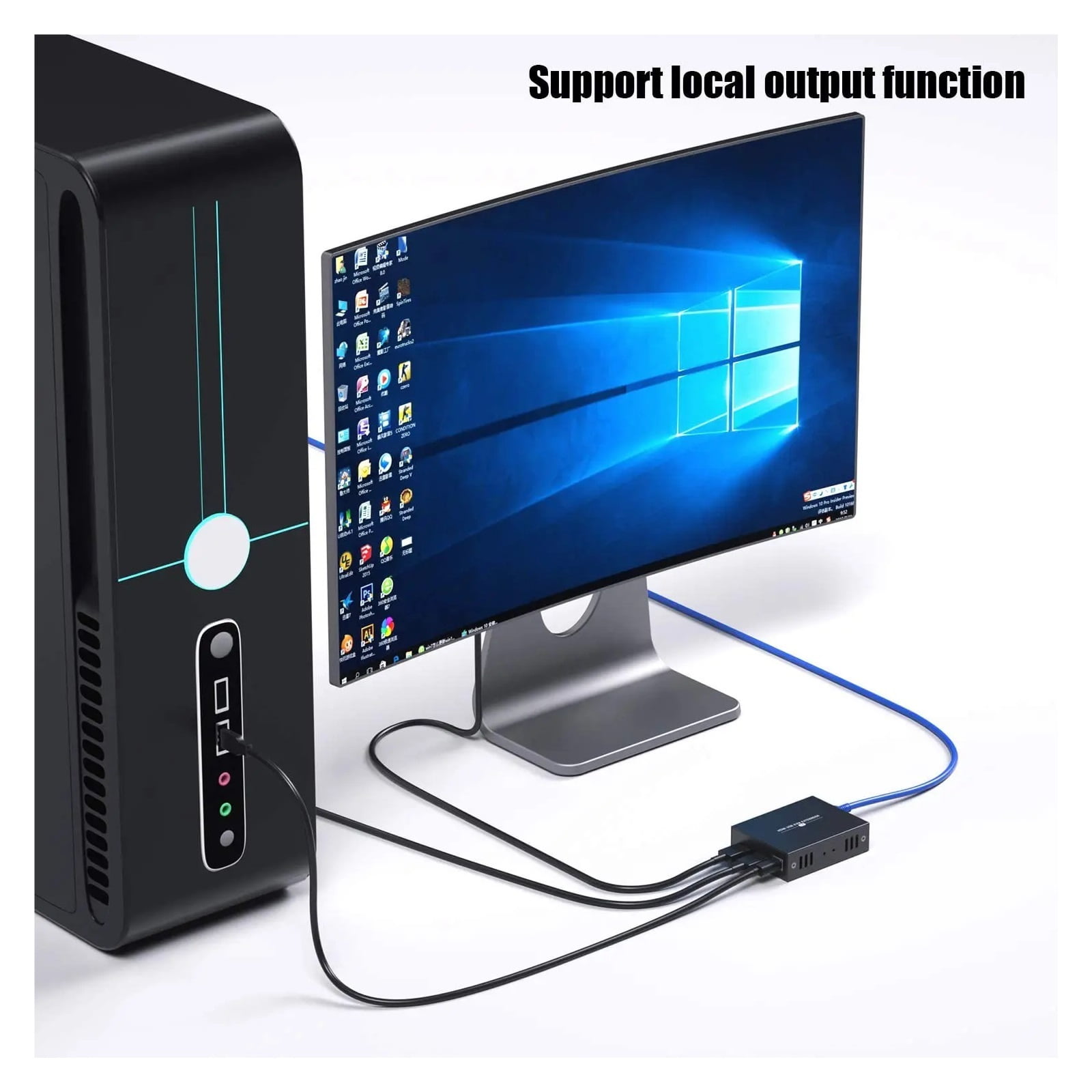 50m KVM USB Extender for Remote Mouse and Keyboard Control of 1080P Signals over Ethernet Cable