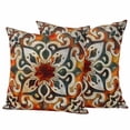 thumbnail image 2 of Pack of 2 Outdoor Pillow Covers 20x20 Inch Waterproof Burnt Orange Green Throw Pillow Covers,Decorative Couch Pillow Shams Protectors Vintage Abstract Flowers Patio Garden Pillowcases Cushion Covers, 2 of 8