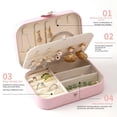 thumbnail image 4 of Small Travel Jewelry Box Organizer, Double Layer Jewelry Case for Rings Necklaces Earrings, Portable PU Leather Storage Holder Gift for Women Girls, 4 of 8