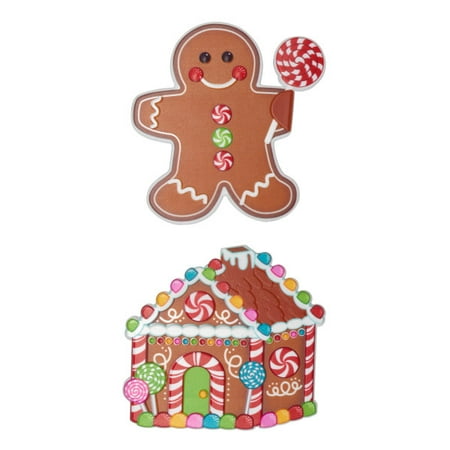 Gingerbread House and Man Layon Cake Decoration (2 pieces)