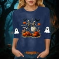 thumbnail image 5 of zaveiop Halloween Shirts for Women Funny Cute Ghost Fall Shirts 3/4 Length Sleeve Pumpkin T-Shirts Thanksgiving Graphic Tees (Z-Navy, XXL), 5 of 6