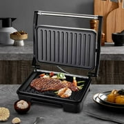 3-in-1 Electric Panini Press&Grill, Sandwich Maker,4 Slice Stainless Steel Panini Press Grill, Non-Stick Sandwich Press Maker with Removable Drip Tray for Any Thickness Sandwich, Burgers, Steak