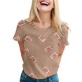 thumbnail image 1 of TSADFHJI Hauts pour Femmes Élégants Or T-Shirt Décontracté Imprimé Manches Courtes Col Rond Blouse TG Kaki, 1 of 5