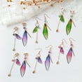 thumbnail image 3 of Granjero Gordo Pendientes asimétricos con forma de ala de mariposa y clip para la oreja con forma de ala de cristal, color naranja, 3 of 5