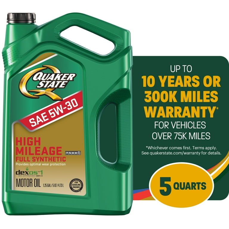Quaker State Full Synthetic High Mileage 5W-30 Motor Oil, 5