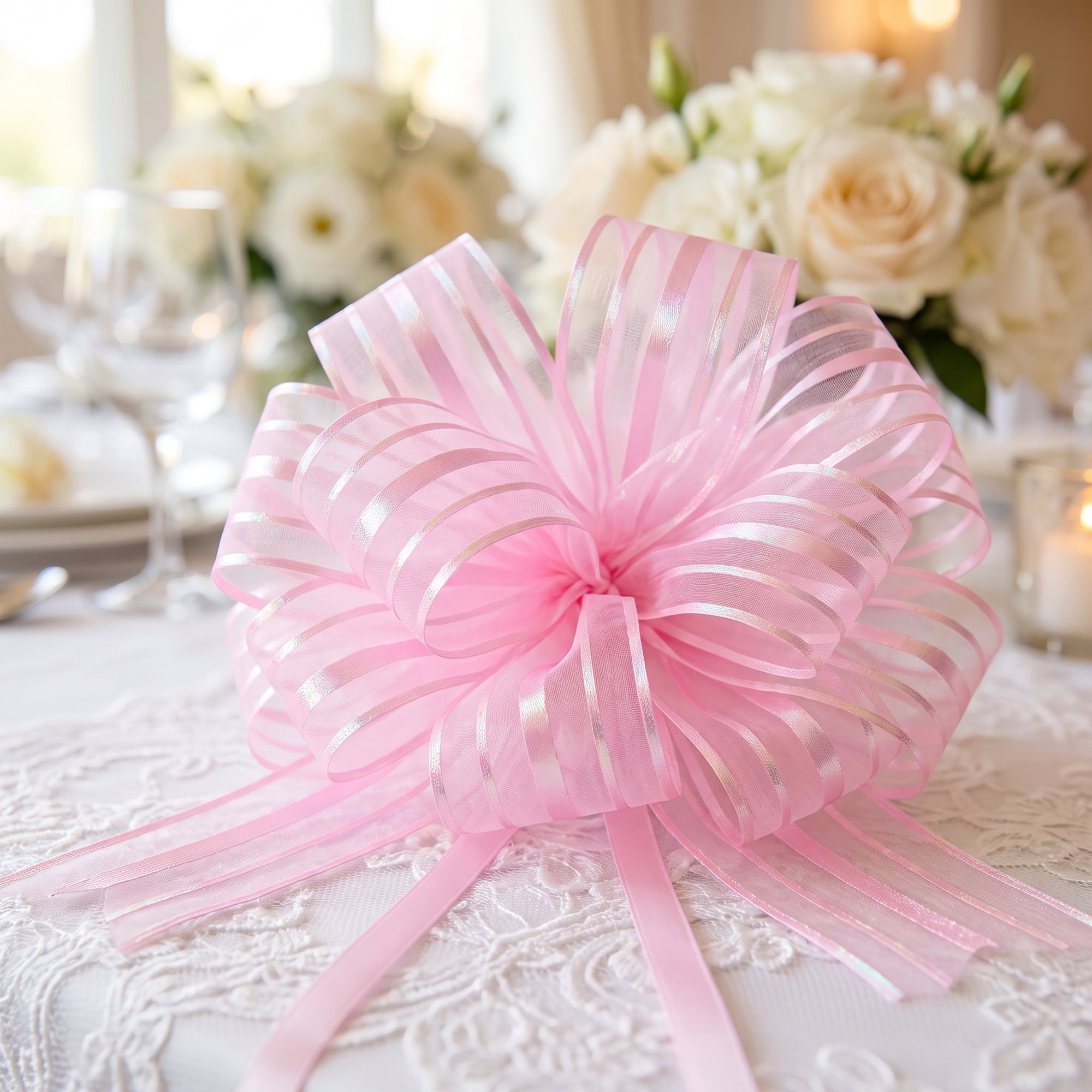 Unique Bargains Crush-Resistant Ribbon Bow for Birthday and Special Occasions Light Pink