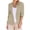 Beige, variant on Women Linen Blazer 3/4 Sleeve Turn Down Collar Casual Loose Work Jacket Plus Size Office Cardigan, Wine M