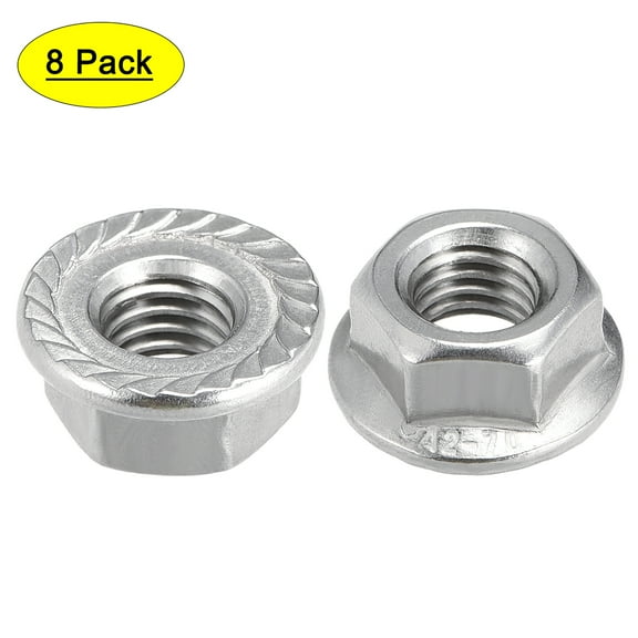 M8 Serrated Flange Hex Lock Nuts 304 Stainless Steel 8 Pcs