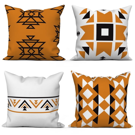 Pbobriich Fall Throw Pillow Case 18x18 Set of 4 Modern Geometric Autumn Linen Cushion Cover Couch Sofa Decor