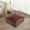 thumbnail image 4 of Pouf Ottoman, Unstuffed Pouf Cover, Handmade Faux Pu Leather Square Ottoman,Comfortable Soft Seating for Living Room & Bedroom, Brown D, 4 of 7
