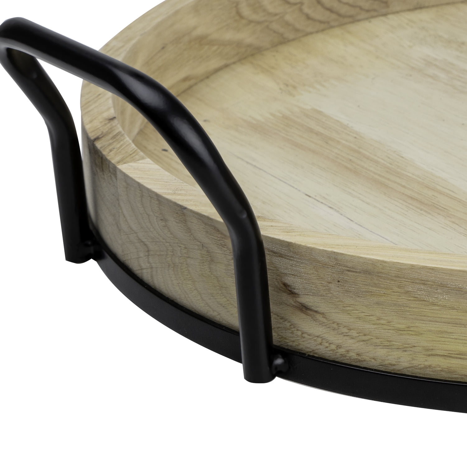 Better Homes & Gardens Round Light Wood and Metal Tray