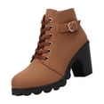 thumbnail image 2 of OKBOP Women's Chunky Ankle Boots Faux Suede Combat Lace-Up Ankle-High Winter, 2 of 5