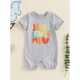 thumbnail image 5 of Yunliwuli Baby Girls Boys Romper Colorful Letter Heart Print Round Neck Short Sleeve Jumpsuits Summer Casual Bodysuits Clothes, 5 of 10