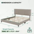 thumbnail image 5 of Novilla King Size Bed Frame with Adjustable Headboard Platform King Bed Frame Linen Fabric Upholstered Headboard, No Box Spring Needed, Noise-Free, Wooden Slats Support, Easy Assembly, Beige, 5 of 8