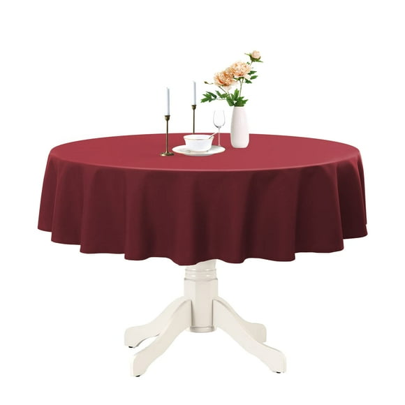 Romanstile Round Nappe Imperméable Résistante aux Taches Lavable Nappes Sans Plis Polyester pour Cuisine Salle à Manger Fête Mariage Intérieur et Extérieur - Burgundy 70 Pouces