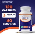 thumbnail image 3 of Vitamatic Rose Hips 1500 mg per Serving (Rosa Canina) – 120 Capsules – Non-GMO, Gluten Free Herbal Supplement – Rich in Natural Vitamin C & Antioxidants – Immune Support – Made in USA, 3 of 10
