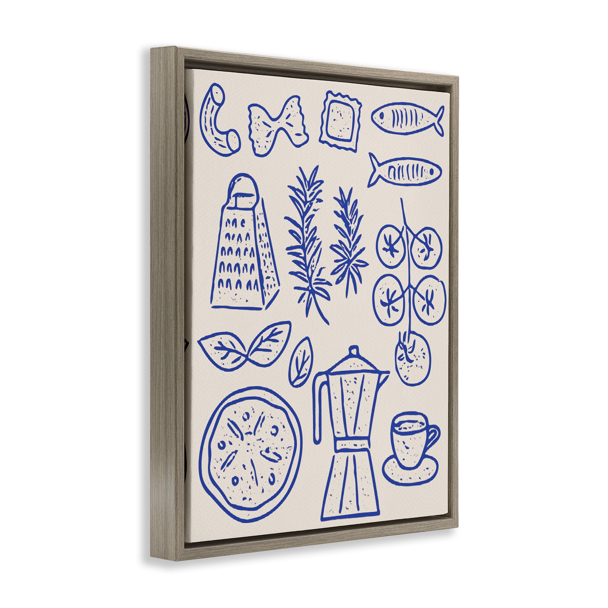 Stupell Industries Pasta & Espresso Simplicity Brown Framed Floater Canvas Wall Art, design by Camila Juncos