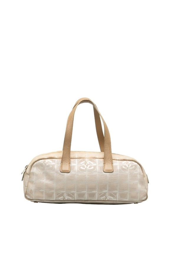 Pre-Owned Chanel New Travel Line Handbag Boston Bag Ivory Beige Canvas Leather... (Good)