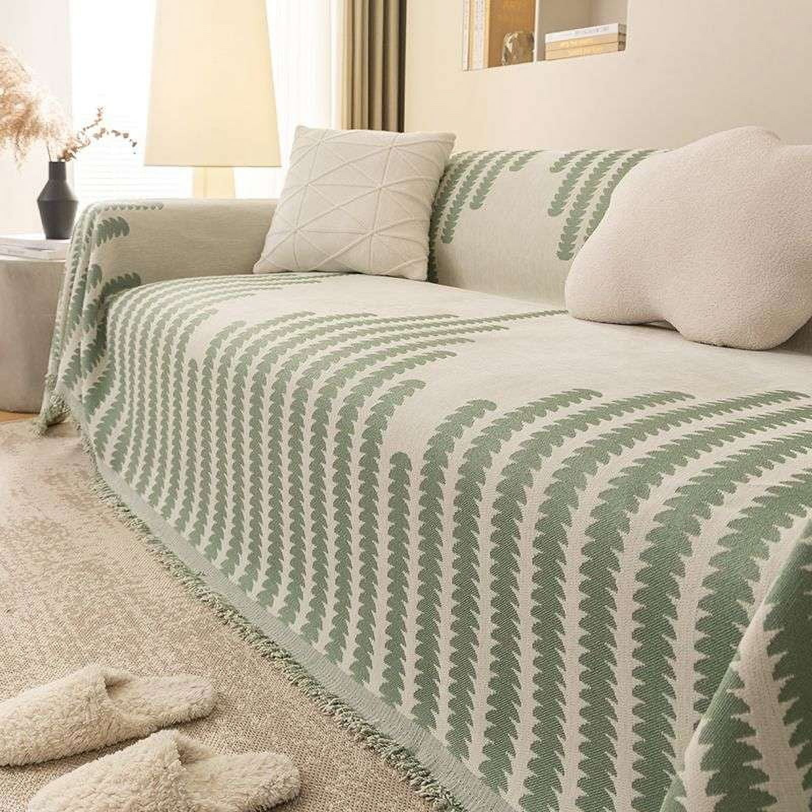 Smuge Sofa Cover, Couch Cover Protector Slipcover L Shape Sofa towel Furniture Cover for Dogs Cats Home Decor (71"x 118", Green)