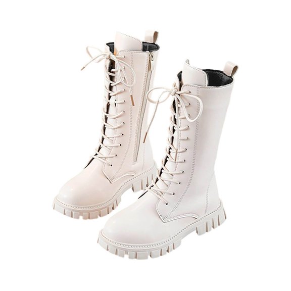 UTTOASFAY Girls' Winter Boots,Bowknot Long Shaft Leather Boots,Fashion Princess Shoes,Warm Casual Outdoor Footwear