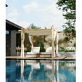 thumbnail image 3 of Garvee 10x10 FT Outdoor Pergola with Retractable Canopy & 4 White Curtains Weatherproof Aluminum Patio Pergola, 3 of 13