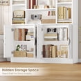 thumbnail image 4 of Hiphuta 75" Tall Modern Bookcases with 2 Double Door Cabinet, 47"Wide Wooden Storage Bookshelf for Living Room Home Office Entryway, White, 4 of 7
