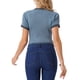 thumbnail image 3 of INSPIRAR CHIC Body de Mujer de Manga Corta Cuello Cuadrado Ajustado de Punto Acanalado Color Gris Azul, 3 of 6