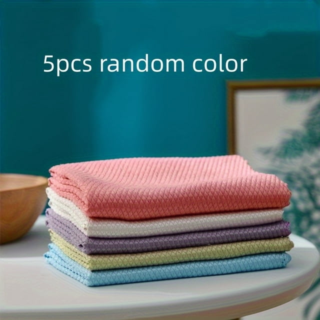 QJUHUNG 5/10pcs Miracle Cleaning Cloth - Fish Scale Glass Wiping Cloth Car Window Mirror Cleaning Cloth - Streak Free & Reusable - Perfect For Cleaning Kitchen Mirrors Glass Dish Sc
