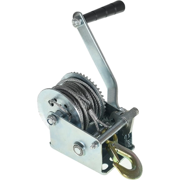 kimllier Heavy Duty Hand Winch 800LBS Hand Crank Strap Gear with 8M Wire Rope Ratchet ATV Boat Trailer Marine