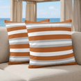 thumbnail image 5 of 16x16 Pillow Covers Set of 2, Burnt Orange Grey Stripe Square Throw Pillow Covers for Couch/Sofa/Living Room, Minimalist Farmhouse Striped Decorative Soft Pillowcases for Couch Throw Pillows, 5 of 9