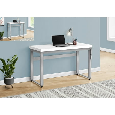 UPC: 0680796054489 | Computer Desk  Home Office  Standing  Adjustable  48 L  Work  Laptop  Metal  Laminate  White  Grey  Contemporary  Modern
