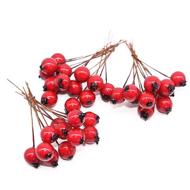 Flor artificial Estambre Baya roja Cereza Espuma suave Fruta Boda Decoración navideña