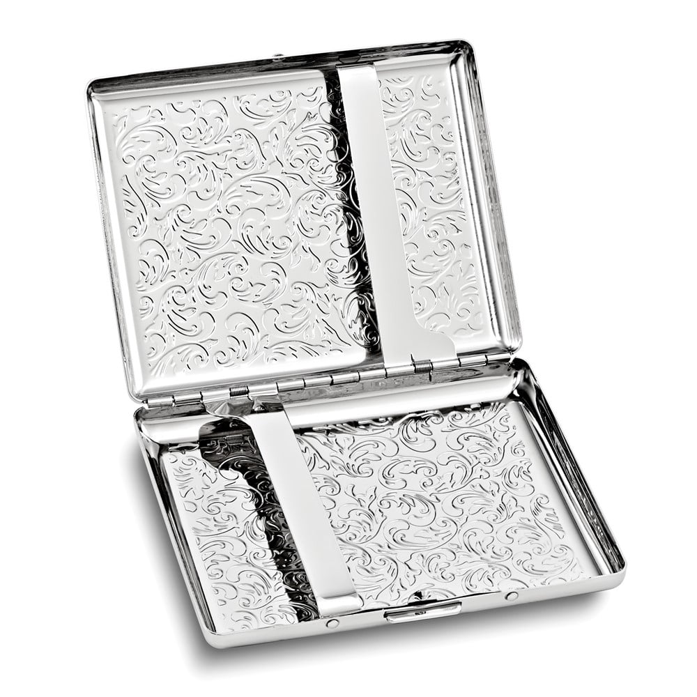 Silver-tone Scrolled Design (Holds 20) Cigarette / Card Case QGM12319