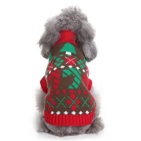 HDE Dog Sweater Christmas Holiday Patterned Knit Pullover Festive Cold Weather Pet Apparel Outfit (Christmas Tree, XX-Large)