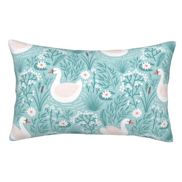 Bingfone Swan And Flowers4 for Double-Sided Plush Throw Pillow Cover, Pillow Protector with Hidden Zipper, Cushion Protector Home Decoration (Without Pillow Core)-16"x24"