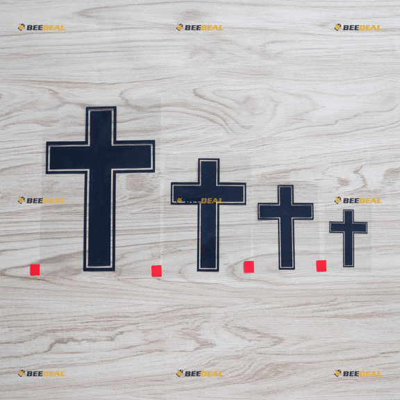Jesus Cross Christian Symbol God Christ Vinyl Decal Sticker - 4 Pack Black, 2 Inches, 3 Inches, 4 Inches, 6 Inches - Style D No Background for Car Boa