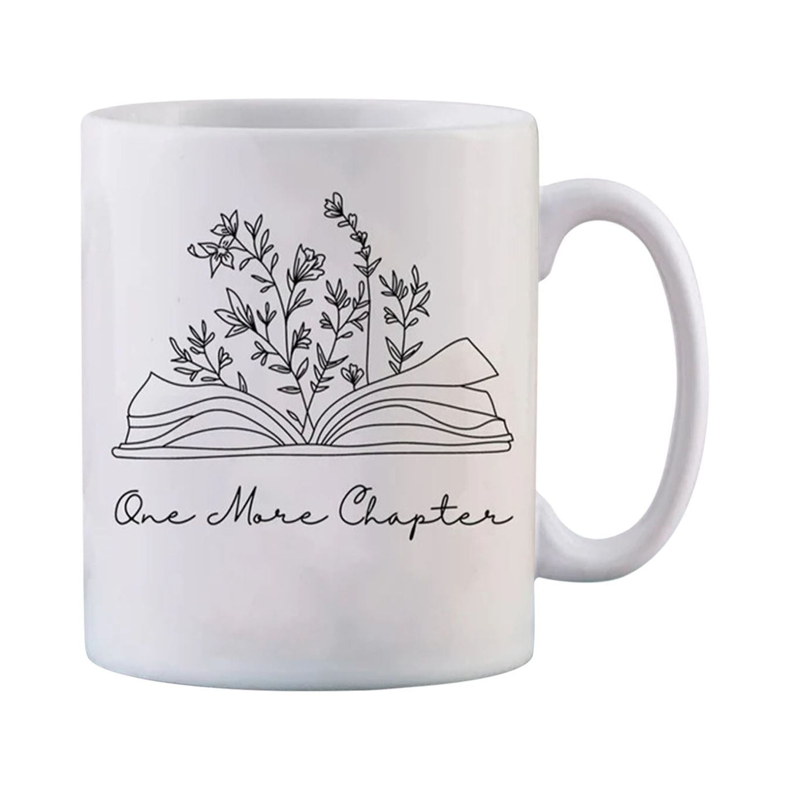 Floral Book Lover Mug, 350ml Ceramic Cup for Readers, Librarians