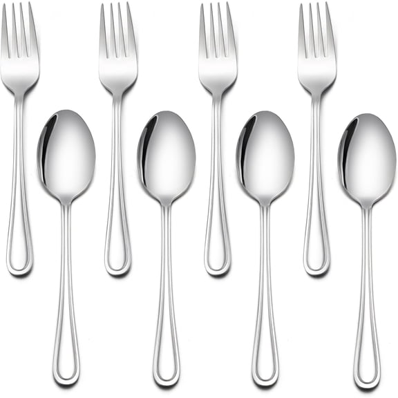 8-Piece Toddler Utensils Set, Stainless Steel Kids Silverware Set, 4 Kids Spoons and 4 Toddler Forks, Children Child Flatware Cutlery for Home Preschools, Dishwasher Safe