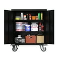 AOBABO Metal Storage with Wheels,Lockable Storage with