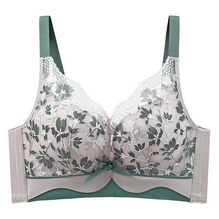Yyeselk Lace Bralettes for Women No Underwire Push Up Lace Sexy Bra Comfort Wireless Full Coverage Breathable Bra Everyday Bras Green 38