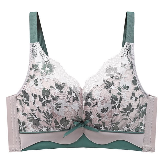 Abcnature Full Coverage Bras for Women Lace Embroidered Glossy Comfortable Breathable Bras Underwear no Rims