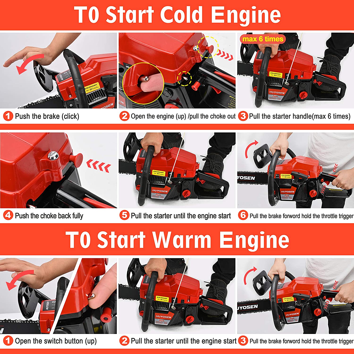 HUYOSEN 54.6CC 2-Stroke Gas Powered 