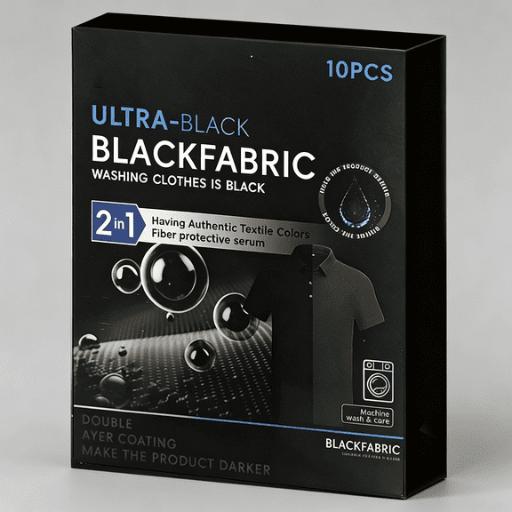 VELIMO 10 Sheets Ultra Black Fabric Dye for Black Clothing, Color Restoration, Clothing Painting, Clothing Dyes, 2 in 1 Formula with Fiber Protector Serum, Machine Washable