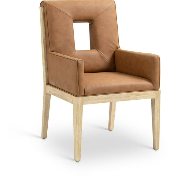 Meridian Furniture Gwendolyn Cognac Vegan Leather Dining Arm Chair