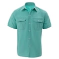 thumbnail image 2 of Yaoyar Mens Travel Work Shirts Short Sleeve Casual Button Down Shirts Fashion Double Pocket Solid Color Shirt, 2 of 6