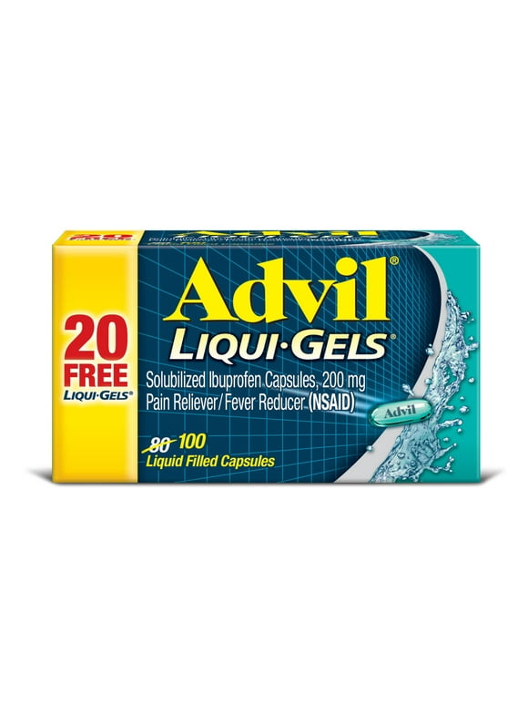 Advil Liqui-Gels Pain Relievers and Fever Reducer Liquid Filled Capsules, 200 Mg Ibuprofen, 100 Count