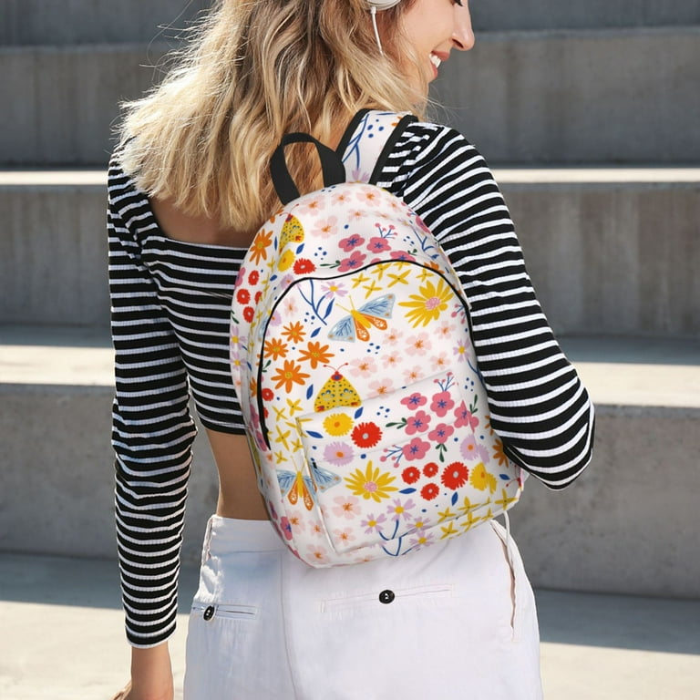 Colorful Floral Canvas Backpack Backpack for School Bookbag School Backpacks for College Student Boys Girls Travel Work Laptop Backpack Carry On Backpack for Women Men Walmart